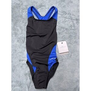 Dolfin Live In‎ Water Color Block One-Piece Swimsuit Women's SZ 26 Black/Royal